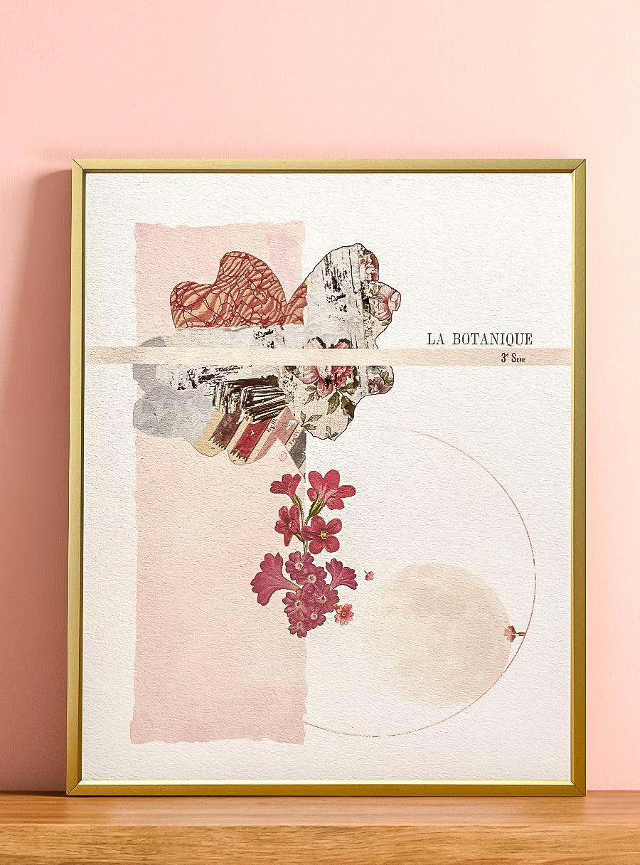 Pink Primrose – Les Fleurs Pressées Collage – Small Format