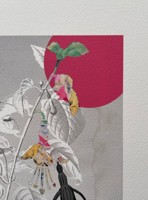 Collage Les Fleurs Pressées - Moyen format - Fuschia