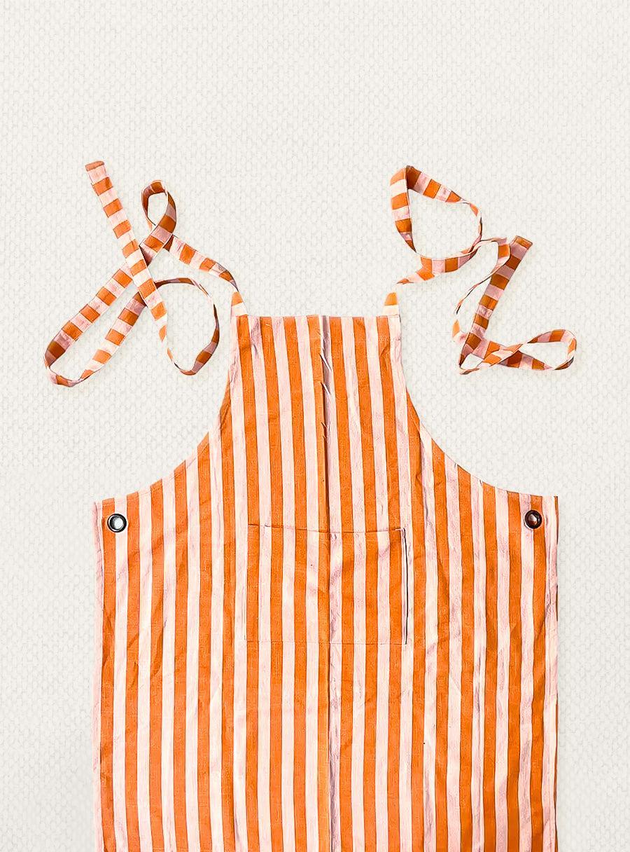 Stripe Apron - Ochre & Plaster Pink