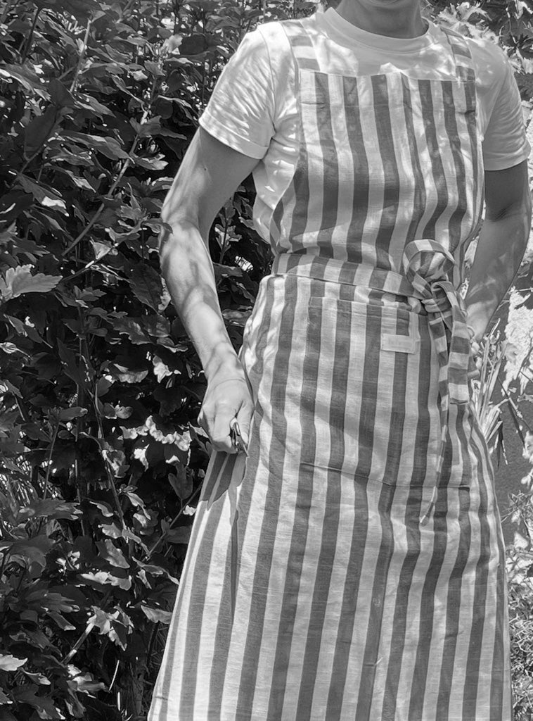 Strip Apron - Pomegranate & Dusty Pink