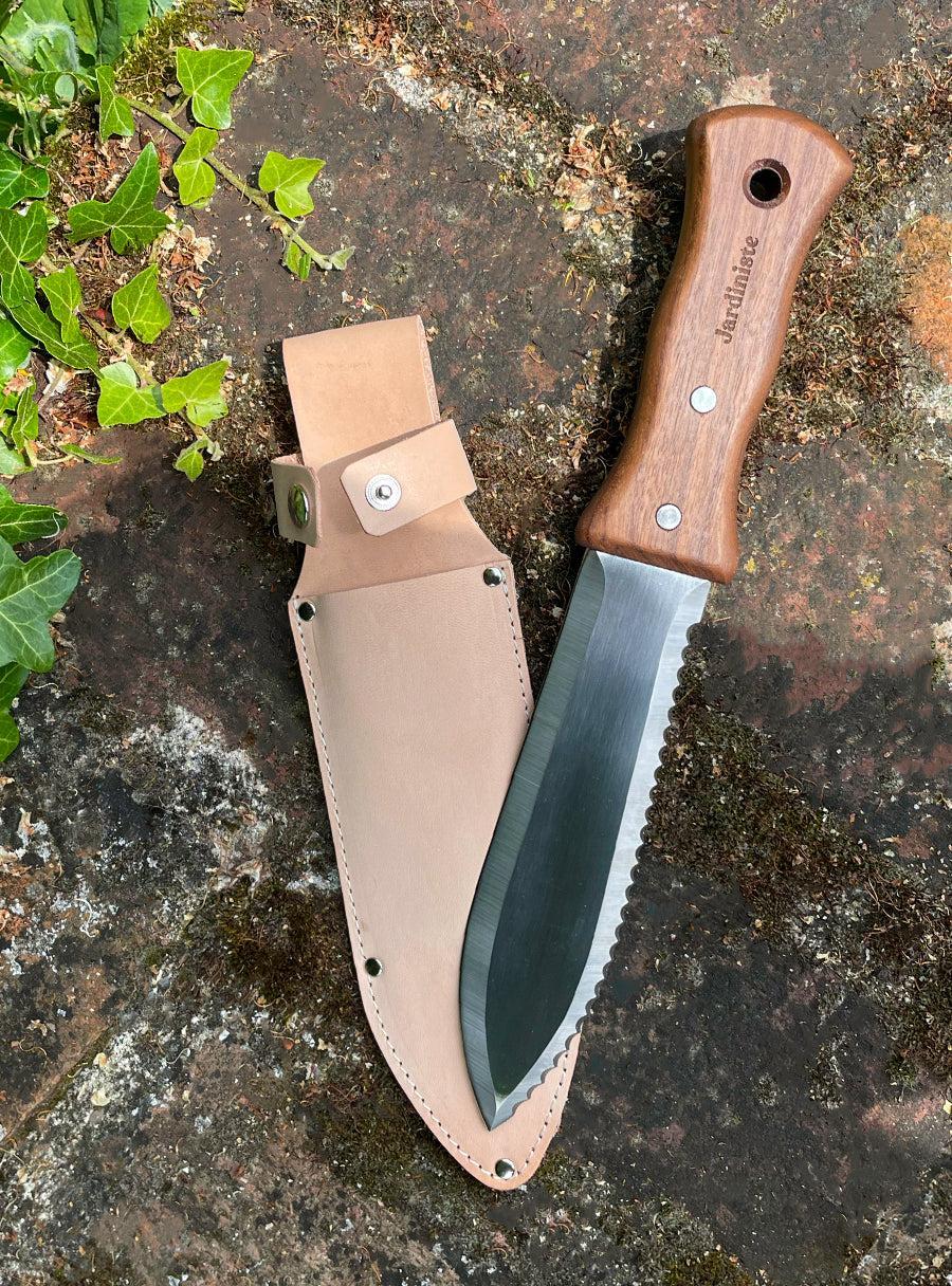 Hori Hori - Outil japonais de jardinage avec étui en cuir