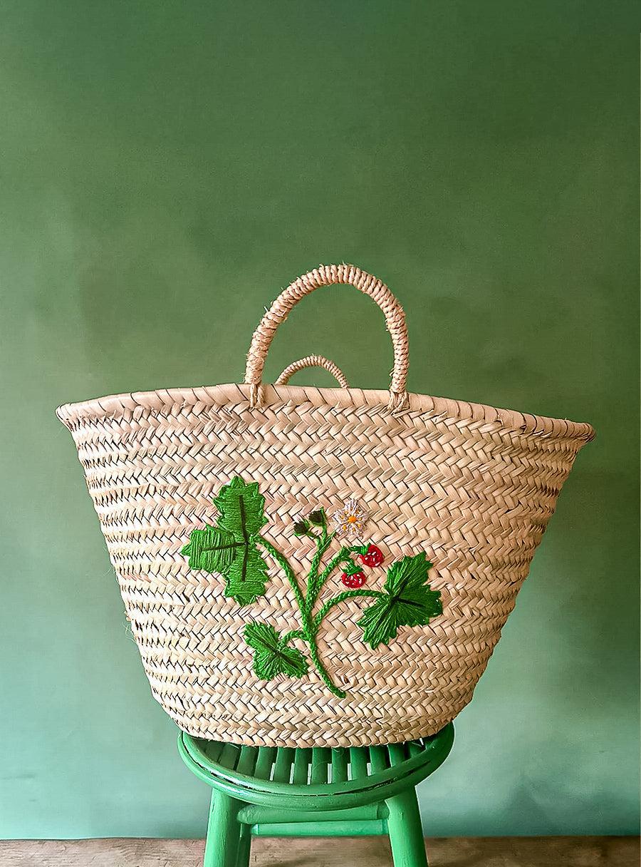 Panier brodé - Fraise des bois