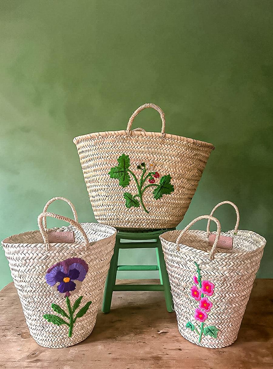 Panier brodé - Fraise des bois