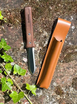 Mini Couteau Hori Hori japonais avec lame dentelée et étui en simili cuir