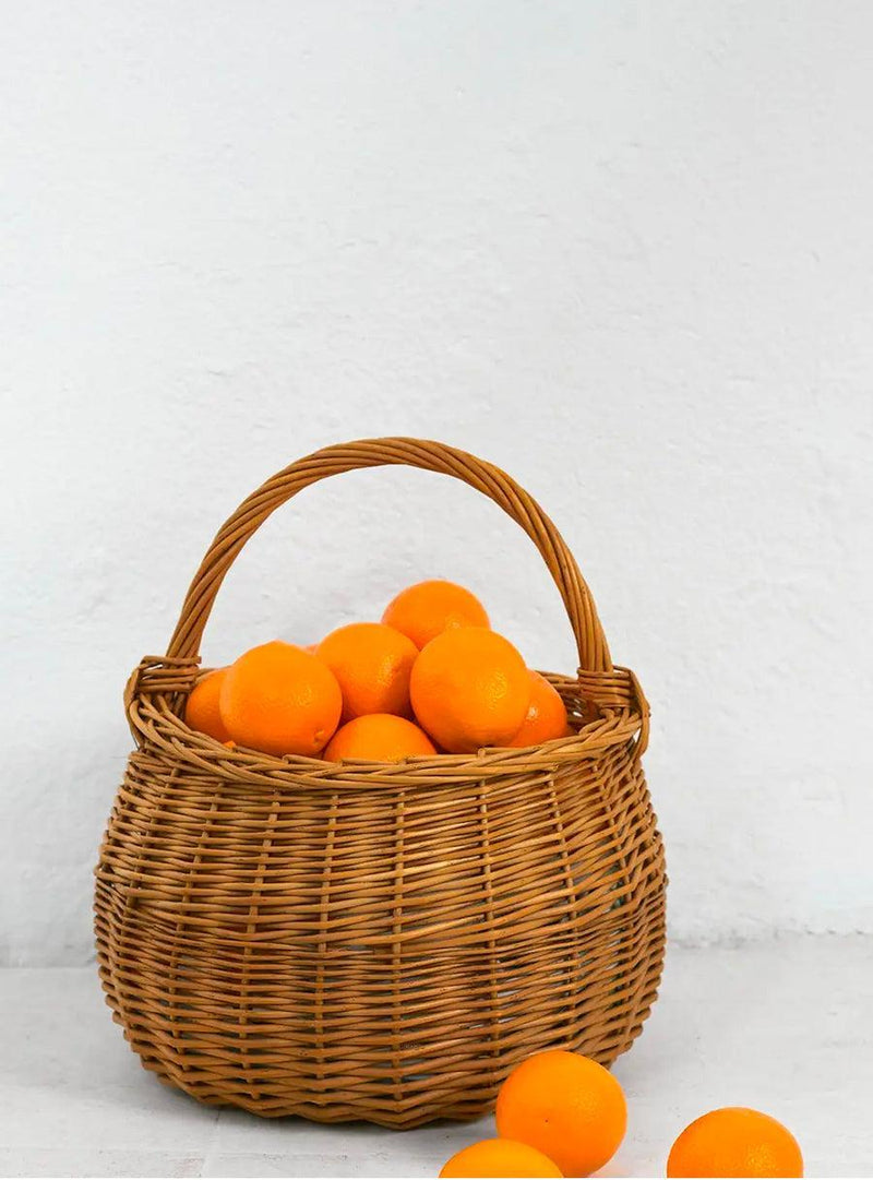 Panier rond en osier tressé