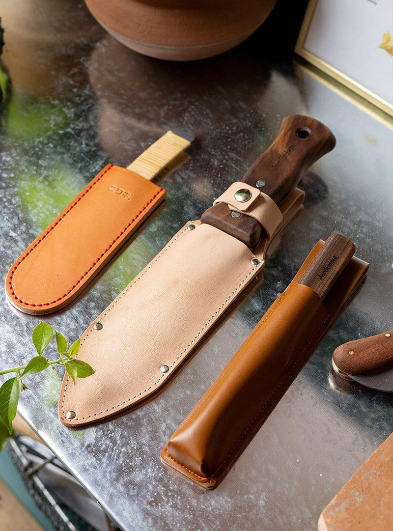 Couteaux Hori Hori japonais – Hori Hori haut de gamme, Mini Hori Hori et Kiridashi dans leurs étuis en cuir