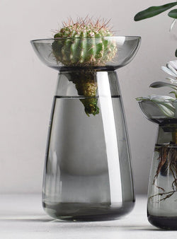 Large Aqua Culture Glass Vase - Grey