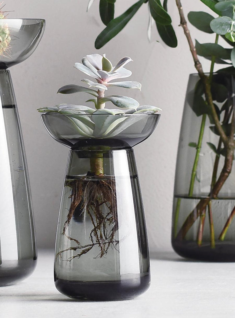 Aqua Culture Glass Vase - Grey