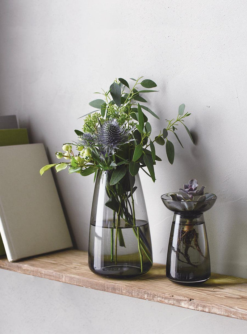 Aqua culture vases in gray glass - Duo