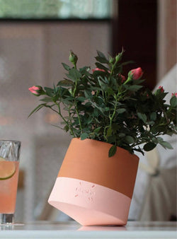 Pot de fleurs toupie - rose-Livingthings-Jardiniste
