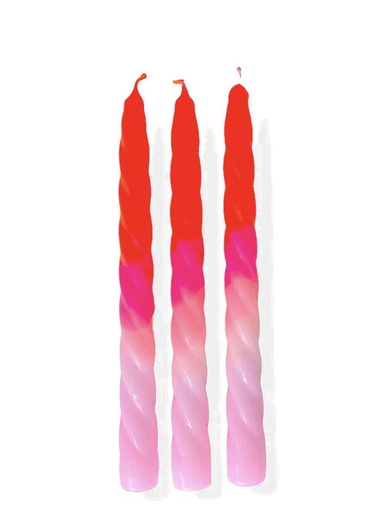Bougies torsadées colorées "Shades of Melon" - Lot de 3-Pink stories-Jardiniste