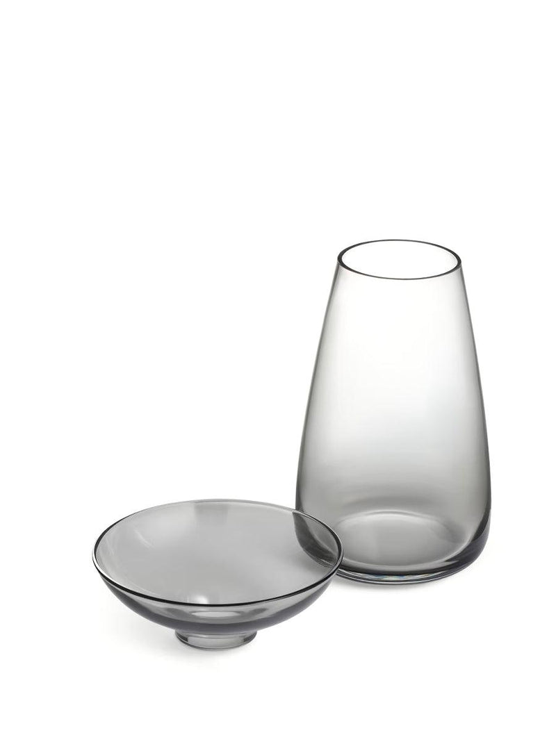 Large Aqua Culture Glass Vase - Grey
