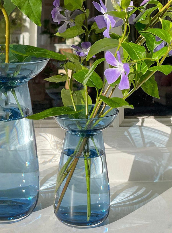 Vases Aqua culture en verre bleu - Duo