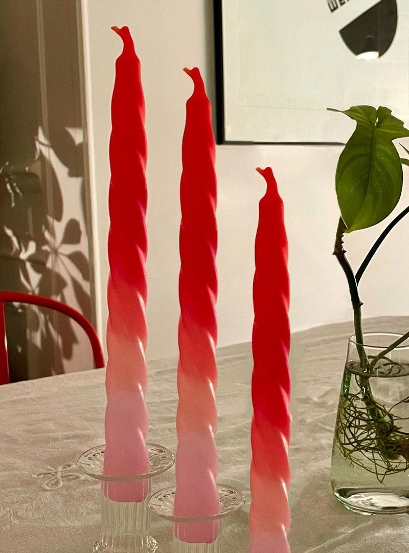 "Shades of Melon" Colorful Twist Candles - Trio