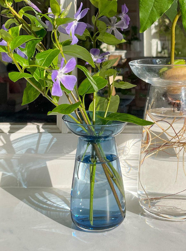 Vase Aqua Culture en verre bleu